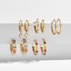 Pendientes Cruzados Y2K Sexy con Forma de C Europeos y Americanos Hebillas de Oreja de Gota de Aceite Coloridas con Clips de Oreja de Diamante Pendientes de Hueso de Oreja de Zirconia para Mujer