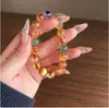 Pulsera de Piedras Preciosas Múltiples Citrino Amarillo Topacio Perla Redonda Amatista Cuarzo Rutilado Verde Ojo de Tigre Pulsera de Bloque de Color
