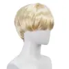 Peruca Bob Curto Cruzada Europeia e Americana Preto e Dourado de Fibra de Alta Temperatura com Franja, Cabelo Liso, Natural e Versátil