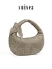 Bolso grande de ante tipo dumpling, bolso de mano tejido a mano y anudado, bolso de hombro de alta gama para fiesta, bolso de axila, bolso de mano