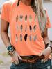 Estación independiente de Amazon Camiseta de talla grande holgada de manga corta con cuello redondo y estampado de plumas europeas y americanas comercio exterior transfronterizo