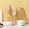 Set de cepillo de lana para baño de bebé y peine de madera de loto premium, cepillo de baño suave y cómodo, peine con bolsa de aire para masaje, peine plano de madera de haya