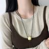 Collar cuadrado con colgante cepillado de Corea del Sur para mujer, cadena de suéter de metal combinable, informal y a la moda.
