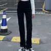 Jeans Rectos Americanos High Street Azul Oscuro para Mujer Primavera 2025 Nuevos de Cintura Alta Sueltos Adelgazantes Pierna Ancha Largos
