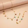 Colar de Clavícula Europeu e Americano com Zircônia em Forma de Gota de Óleo, Flor da Sorte, Joaninha Colorida, Moda de Alto Padrão, Colar Elegante de Nicho para Mulheres