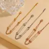 Estilo Ins Coreano Sencillo y Moderno Cadena Doble de Cuentas Pulsera de Acero de Titanio de Alta Calidad Chapada en Oro Real Personalizada para Mujer