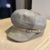 Gorra de estilo newsboy retro con hebilla de estilo coreano para mujer, otoño e invierno, estilo chino, suave, adecuada para ir de compras y para el día a día, gorra de artista de moda