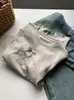 Camiseta de Manga Larga Bordada con Letras y Lazo Retro Suave de Primavera Estilo Coreano Falsa de Dos Piezas Copo de Nieve Algodón Camiseta Básica para Estudiante
