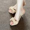 Sandalias de Tacón de Aguja con Punta Redonda y Abiertas, Color Nude de Aspecto Caro, Estilo Nuevo de Verano para Mujer, Que No Cansan los Pies y Sexy Tacón Alto con Espalda Abierta