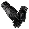 Luvas de Couro Masculinas de Inverno com Tela Sensível ao Toque, Acolchoadas com Veludo e Espessas para Prevenir o Frio, Quentes e à Prova de Vento, Antiderrapantes, Grandes de Algodão, Atacado