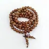 Pulsera de 108 Cuentas Budistas Multicírculo Sándalo Pulsera Bicolor Madera de Ala de Pollo Rosario Adornos de Madera para la Mano Suministro en Vivo