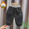 Pantalones para niño, forrados de polar para otoño e invierno, pantalones casuales para niños, pantalones largos cálidos de invierno para bebé, ropa de invierno para niño, envío directo disponible