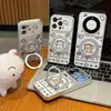 Soporte para Auriculares Funda de Teléfono para iPhone 16 Pro Max, Funda para Teléfono Apple 17, Funda de Transformación Instantánea Galvanizada