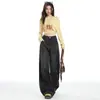 Jeans Rectos Retro Americanos para Mujer, Nuevo Estilo Otoño e Invierno 2025, Pantalones Negros y Grises de Cintura Alta Adelgazantes Sueltos de Pierna Ancha hasta el Suelo