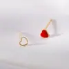 Brincos Festivos de Prata Esterlina S925 Vazados com Esmalte Pingente Pequeno Coração Vermelho para Mulheres Nova Moda Simples Emagrecedor Joia de Orelha
