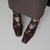Zapatos Retro de Encaje Plisado Estilo Francés 2026 Otoño/Invierno Punta Cuadrada Tacón Bajo Espalda Descubierta Moda de Doble Uso