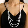 Collar de perlas barrocas estilo europeo y americano, diseño de nicho de lujo francés ligero, cadena de clavícula de doble capa, collar corto simple