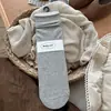 Novas meias cinza de algodão sem costura para outono e inverno, com cores da série Maillard, meias lisas de cano médio para mulheres