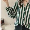 2026 Nueva Moda para Mujer Talla Grande Estilo Hong Kong Holgada Oversize Camisa Rayada Bf Manga Larga Blusa Delgada
