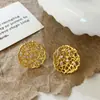 Pendientes de Botón Elegantes de Lujo Ligero Estilo Francés con Circonita Hueca Pendientes de Diseño Versátil de Moda para el Día a Día