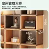 Armário Pequeno de Mesa Unidade de Armazenamento, Armário de Grade Livremente Combinável, Estante de Mesa com Portas de Armário, Estante de Livros, Armário Baixo para Armazenamento e Organização