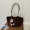 2026 bolsa de ombro tote casual simples de cor sólida estilo coreano retrô casual de grande capacidade para trabalho e deslocamento