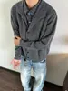 Fabricante por atacado: cardigan de tricô elegante, com visual maduro e gola alta para homens, de caimento solto, peça de outer wear de alta qualidade para outono e inverno, suéter moderno estilo coreano