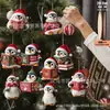 Set Transfronterizo de 10 Piezas de Madera Plana 2D Lindo Pingüino Árbol de Navidad Fiesta Festiva Adornos Colgantes
