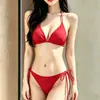 Traje de Baño de Tres Piezas Dividido para Mujer, Bikini, Estilo Puro Deseo, Adelgazante, Cubre Vientre, Traje de Baño para Vacaciones en Aguas Termales, Nuevo Diseño Sexy de Triángulo