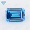 Huagang Gem Chanfro Retangular Carro Plano Mar Azul Zircão Pedra Nua Face Céu Azul Branco Pedra CZ Safira