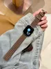 Pulseira de Couro Genuíno com Padrão Lichia Adequada para Apple Watch iWatch 11ª Geração 10/987Ultra/Se