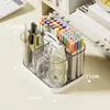 Caja de Almacenamiento Compartimentada Portalápices Caja de Almacenamiento para Escritorio de Estudiante Estuche para Bolígrafos de Oficina de Lujo Ligero Portalápices Transparente para Escritorio Portalápices de Papelería