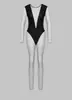 Verão Transfronteiriço Novo Estilo Europeu e Americano Malha Costurada Sexy Menina Quente Cor Sólida Roupa de Yoga Manga Longa Slim Fit Macacão Atacado
