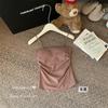 Camisola Cálida de Terciopelo Alemán Cepillado para Otoño e Invierno con Almohadilla en el Pecho Color Puro Ajustada Ropa Exterior Top Básico Interior sin Mangas para Mujer