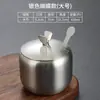 Botella de Condimento de Acero Inoxidable 304 Coreano Cocina Chili Salsa de Soya Tarro Salero con Cuchara Caja de Condimentos Tarro Dorado Creativo