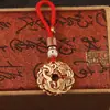 Chaveiro Amuleto da Paz Pixiu Óleo Vermelho de Latão Corda de Chave Trançada à Mão Pingente para Chave de Carro Ornamento de Amuleto da Paz