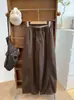 Calça Larga de Fleece Fino Outono/Inverno Estilo Preguiçoso Solta Caimento Fluido Perna Larga Calça Feminina que Cobre o Quadril Versátil Solta Temperamento Calça Longa de Perna Reta