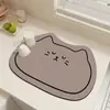 Dibujo lineal con forma de gato de tierra de diatomeas para escurrir en la cocina, tapete absorbente de secado rápido en color macarrón, tapete antideslizante para encimera, venta al por mayor