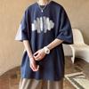 2025 Nueva Llegada Camiseta de Manga Corta Graffiti para Hombre Verano Estilo Japonés Retro Marca de Moda Holgada Talla Grande Camiseta Pesada de Media Manga