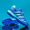 Zapatos de fútbol para niños con tacos cortos TF para niños y niñas, con cierres de velcro, malla transpirable, zapatos de entrenamiento antideslizantes