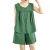 Conjunto de Verano para Mujer, Ropa de Moda Tallas Grandes para Damas de Tallas Grandes, Top Holgado sin Mangas y Conjunto de Dos Piezas de Shorts Casual