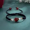 Pulseira Tecida com Sementes de Acácia e Ágata Vermelha para Homens e Mulheres Melhor Amigo do Casal Cordão de Mão Nicho Aterrissagem Bom Lote Contas Joia Ajustável