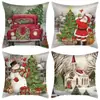Temu Nueva Funda de Cojín Decorativo para Festival Navideño Dibujo Animado de Papá Noel Felpa Corta Estampada Decoración Festiva para el Hogar Funda de Cojín