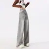 Jeans de Diseño Nicho Gris Corrugado para Mujer Otoño 2024 Nuevo Estilo Holgado Pierna Ancha Estilo Lazy Estilo Sal Pantalones de Calle