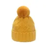 Amazon transfronterizo otoño e invierno Nuevo gorro de lana color liso combinable cálido pompón de pelo gorro para el frío trenza Gorro de punto a cuadros para mujer