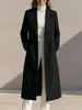 Europa Transfronteiriça 2026 Outono/Inverno Nova Roupa Feminina Temperamento Elegante Lã Super Longa com Fenda nas Costas Casaco Jaqueta Feminino