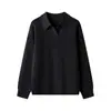 Suéter de Punto para Hombre Otoño e Invierno Cuello en V Color Sólido Versátil Simple Estilo Coreano Solapa Holgado Prendas de Punto Base Ropa de Hombre