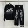 Moda Retro Europea y Americana Estilo Estrella del Infierno Infierno Sudadera con Capucha Holgada Sudadera para Hombre Conjunto para Mujer Tendencia Otoño