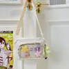 Bolsa Transparente de Ombro Cruzado Cor Sólida, Bonita e Fashion, Versátil, Alto Valor Estético, para Meninas, Adequada para Faculdade e Estilo Anime