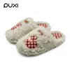 Puxi Pantuflas de Algodón de la Suerte para Hombre Nuevas de Felpa Cálidas Silenciosas para Interior en Casa Suela Suave Antideslizantes Pantuflas para el Hogar para Mujer